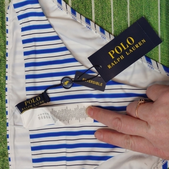 Polo Ralph blue white striped reversible bikini bottom size large - Picture 2 of 5